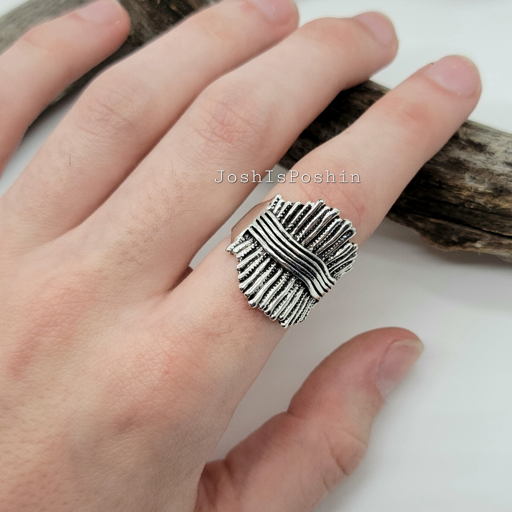 Silver bohemian vintage style stacking ring
